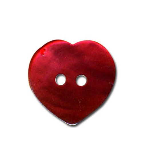 Set of 3 Mother-of-pearl buttons in the shape of a Heart, Red color