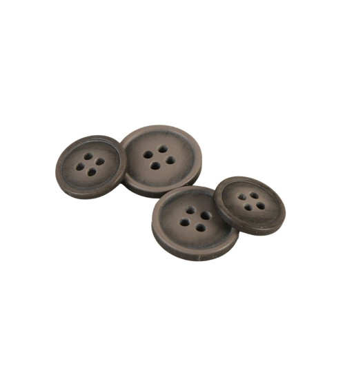 Set of 3 organic resin buttons 4 holes brown