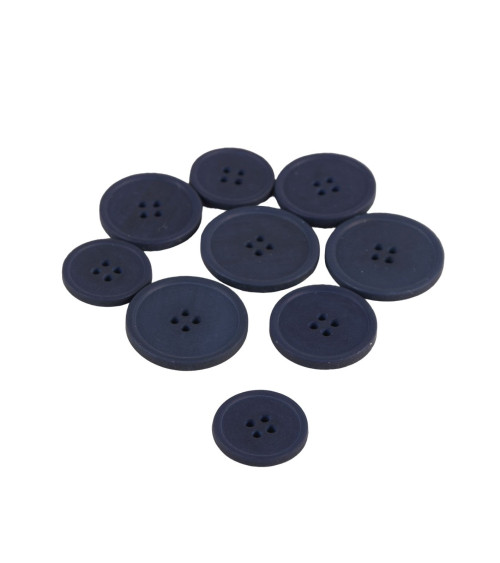 Set of 3 organic resin buttons 4 holes navy blue