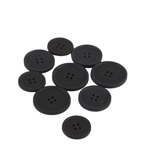 Set of 3 black 4-hole bio resin buttons