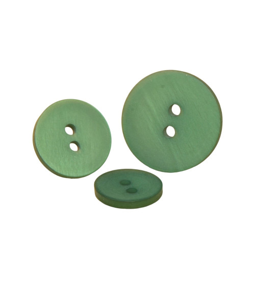 Set of 3 2-hole satin buttons in fir green