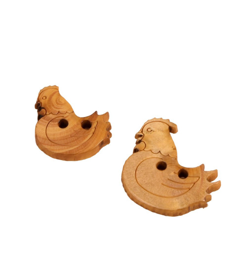 Set di 3 bottoni in legno per bambini gallina