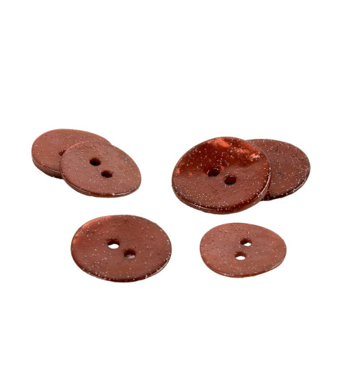 Set of 3 coral glitter mother-of-pearl buttons