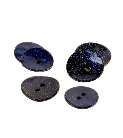 Set di 3 bottoni in madreperla glitter blu navy