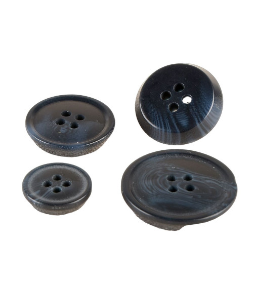 Set of 3 4-hole buttons imitation horn Navy Blue