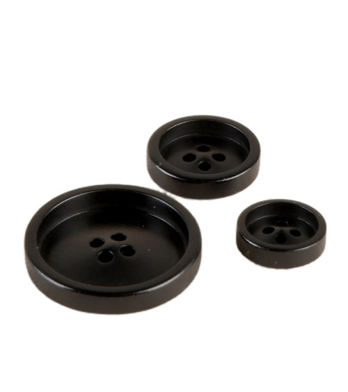 Set of 3 corozo buttons 4 holes Black