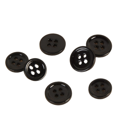 Set of 3 black 4-hole mother-of-pearl buttons