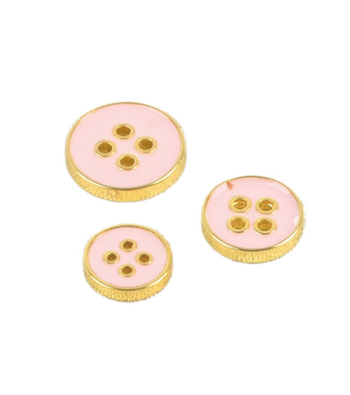 Set di 3 bottoni laccati rosa