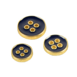 Lot de 3 boutons laqués bleu marine