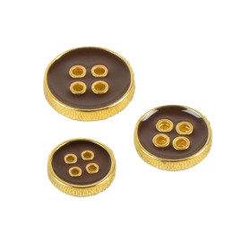 Lot de 3 boutons laqués marron