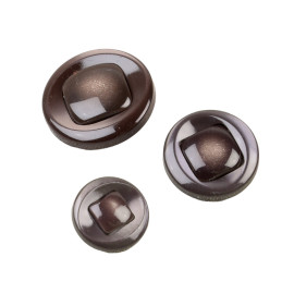 Lot de 3 boutons rond à queue marron