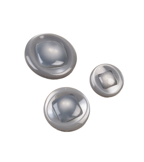 Set of 3 round ash gray shank buttons