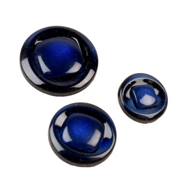 Lot de 3 boutons rond à queue bleu marine