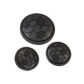 Lot de 3 boutons rond à queue feuilles noir