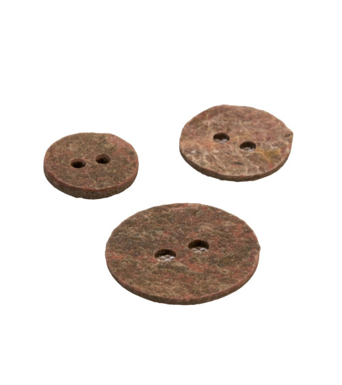 Set of 3 round gray brown stone buttons