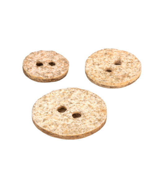 Set of 3 round ecru stone buttons