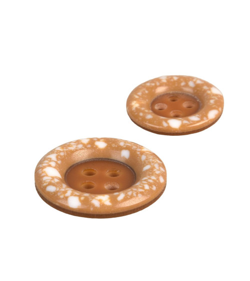 Set of 3 round recycled plastic buttons 4 holes beige antelope