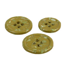 Lot de 3 boutons rond 4 trous bouteilles recyclées vert kaki 