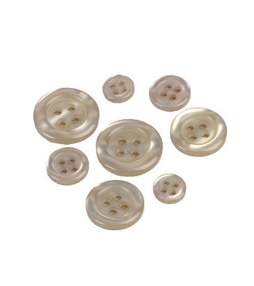 Set of 3 round buttons with 4 holes, taupe brown