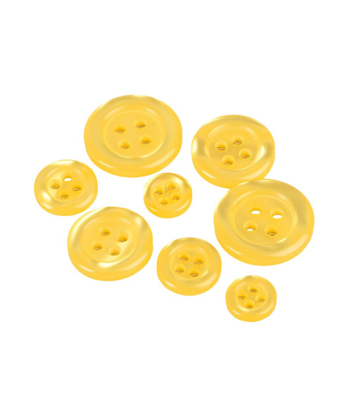 Set of 3 round buttons 4 holes yellow