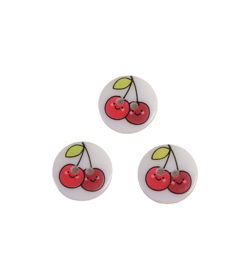 Set of 3 cherry children's 2-hole buttons