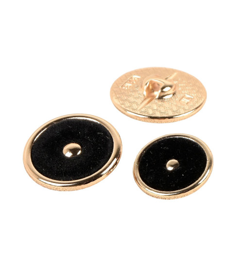 Set of 3 round black colored buttons