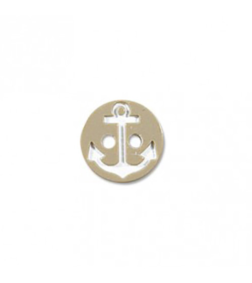 Set of 3 beige/white 2-hole marine anchor buttons 13mm