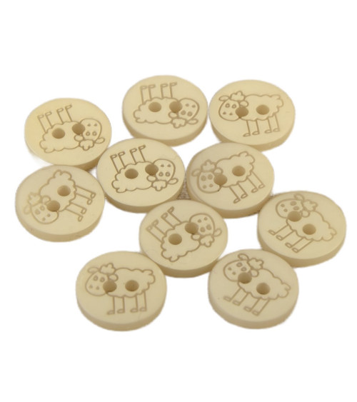 Set di 3 bottoni pecora a 2 fori 15 mm Beige