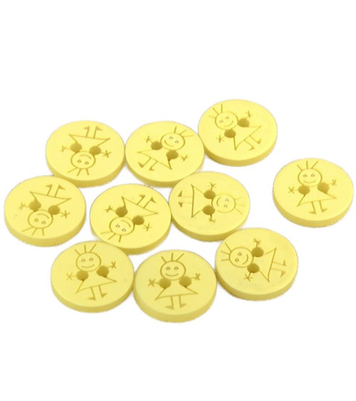 Set of 3 buttons 2 holes girl 15mm Yellow Mimosa