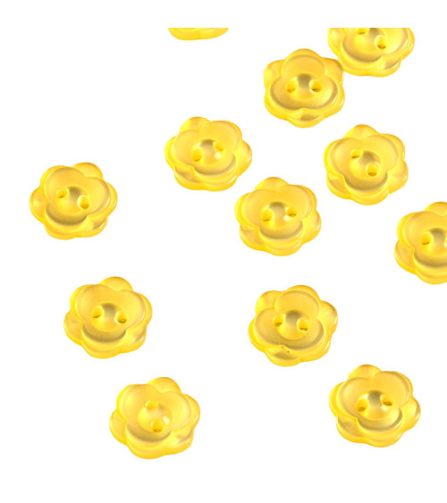 Set of 3 2-hole flower buttons 13mm yellow