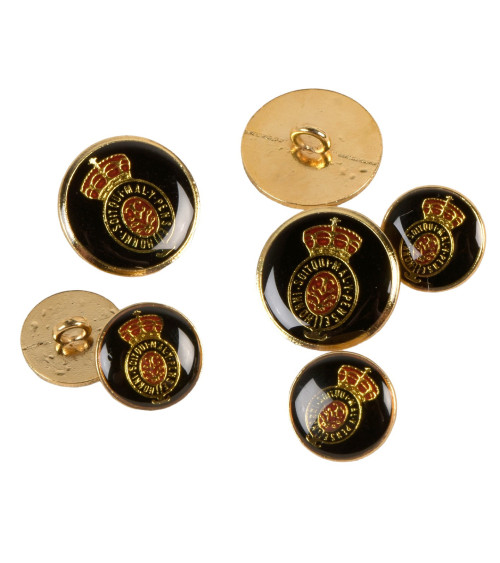 Set of 3 black motto coat of arms buttons 15mm