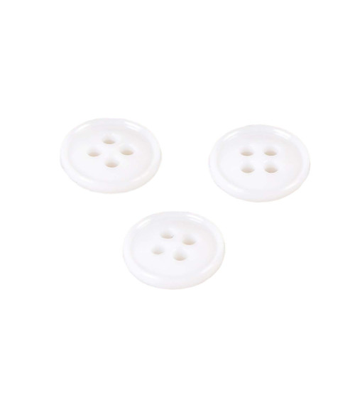 Juego de 3 botones 4 agujeros nylon reciclado blanco 11mm