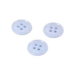 Lot de 3 boutons 4 trous nylon recylé bleu layette 11mm