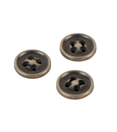 Set of 3 silver 4-hole buttons 18mm made in France