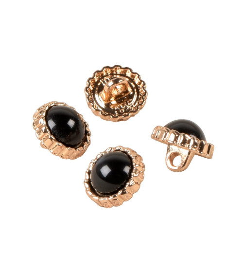 Set of 3 black pearl jewel buttons 11mm