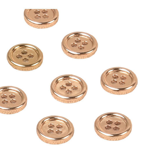 Set mit 3 Knöpfen aus Legierung, 4 Löcher, 10 mm, Gold