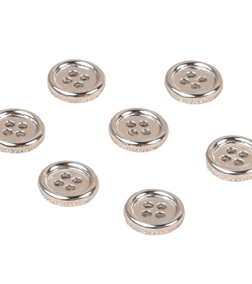 Set of 3 alloy buttons 4 holes 10mm silver