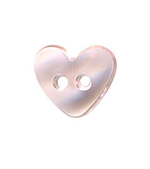 Set of 3 translucent Heart buttons in pink color 9mm