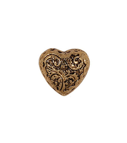 Set of 3 Gold metal heart buttons in size 15mm