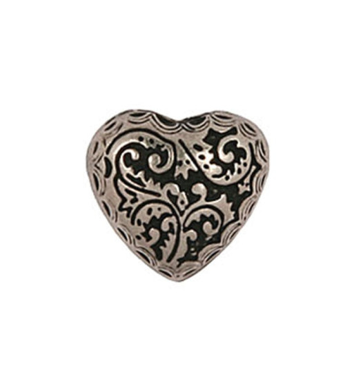 Set of 3 silver metal heart buttons in size 15mm