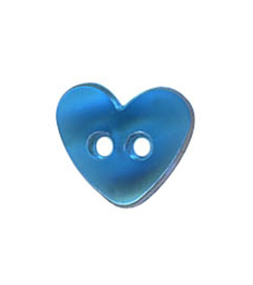 Set di 3 bottoni Cuore traslucidi Colore blu 9 mm