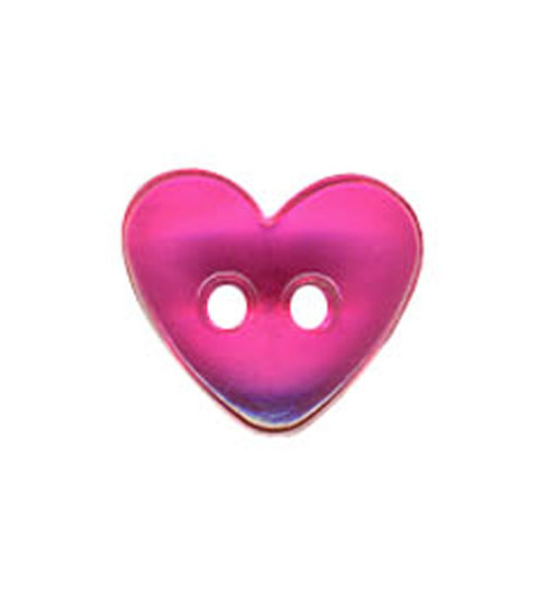 Set of 3 translucent Heart buttons in Fuchsia color 9mm