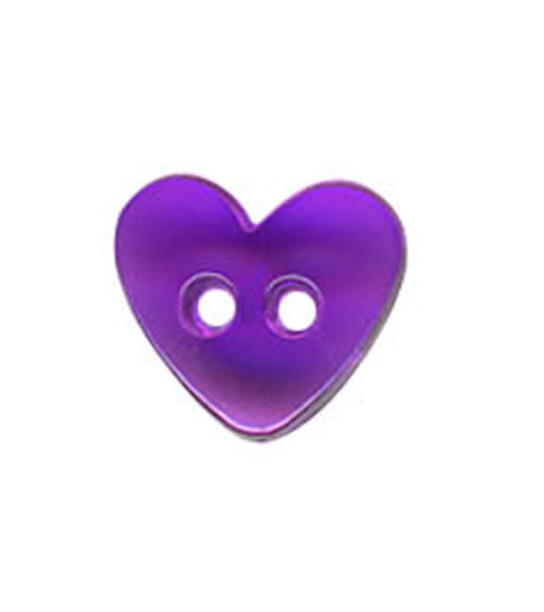 Set di 3 bottoni a forma di cuore traslucidi di colore viola da 9 mm