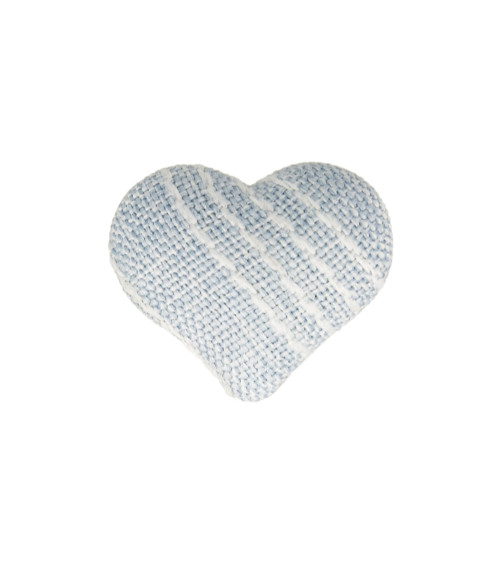 Set of 3 fabric heart buttons 22mm blue