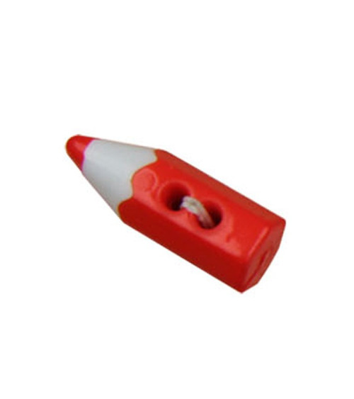 Set of 3 pencil-shaped buttons, Red, 2cm