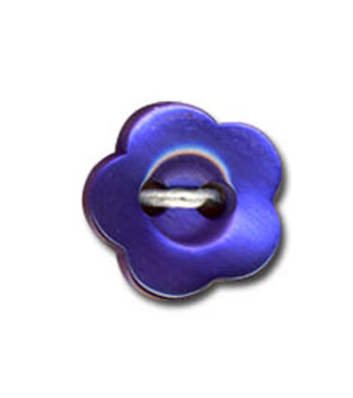 Set of 3 Violet-shaped buttons in Blue color 12mm