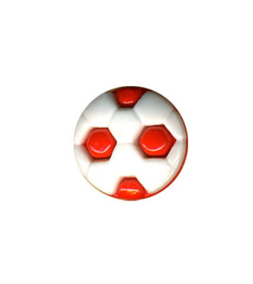 Set of 3 buttons in the shape of a football, red color, 1.2 cm