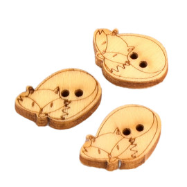 Lot de 3 boutons en bois 2cm x 1,8cm renard