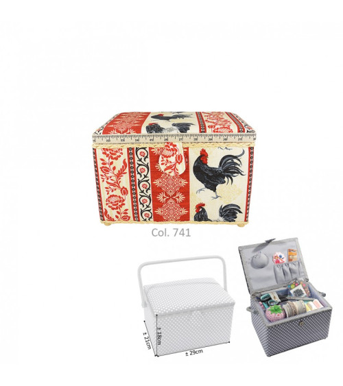 Rectangular sewing box 29x21x20cm rooster