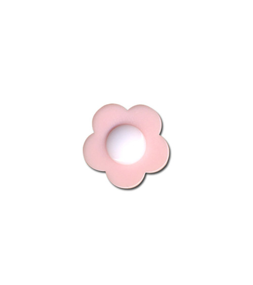 Lote de 3 botones blancos con forma de corazón y flores 14 mm rosa bebé